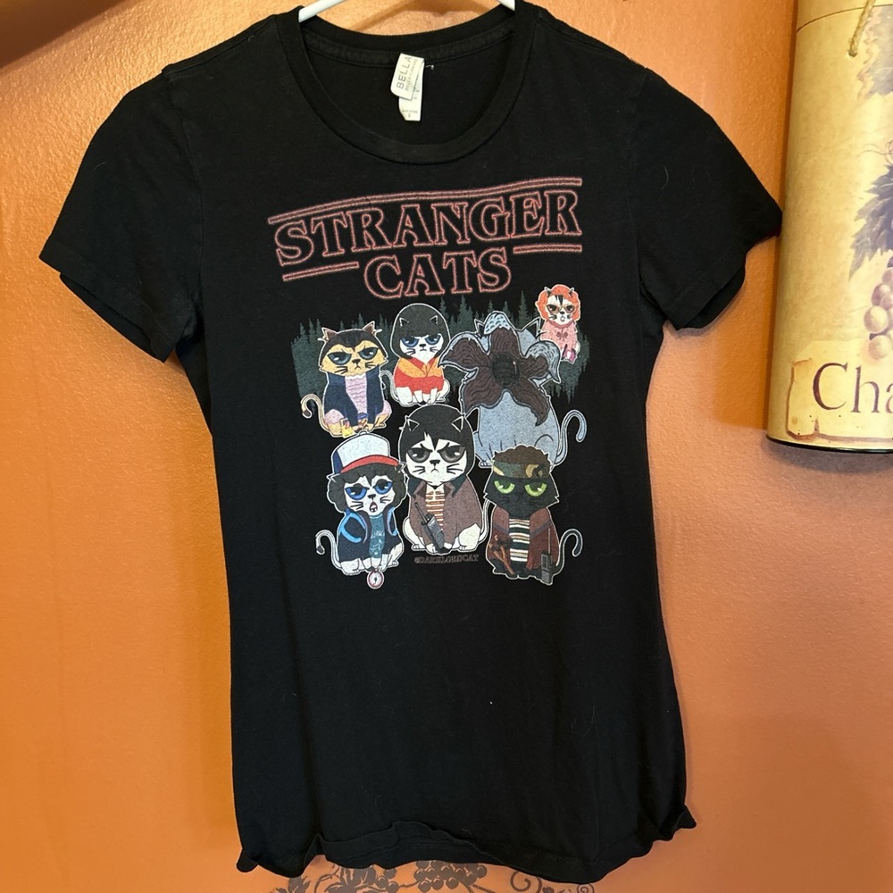 Stranger Cats Black T-Shirt
